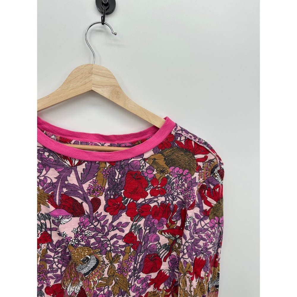 Maeve by Anthropologie Owl Woodland Mushroom Boxy Fit Long Sleeve Shirt Sz Small - Picture 6 of 8